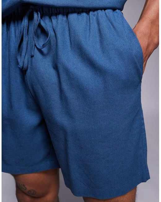 Pantalones Cortos Playeros Marino Con Cordón Ajustable De South Beach de hombre de color Blue