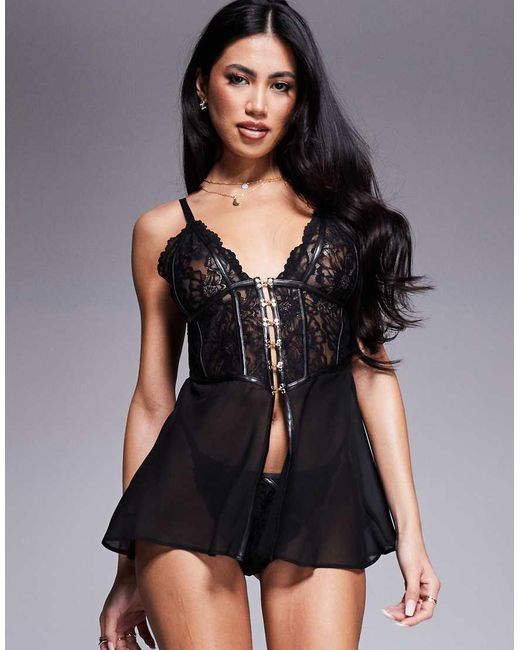 Ann Summers Black Alyssa Babydoll Set