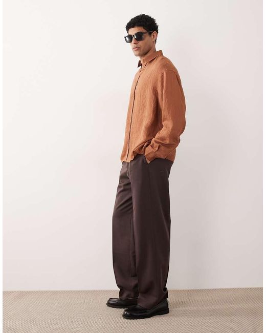 ASOS Brown Oversized Drapey Shirt for men
