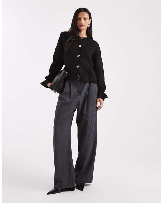 ASOS Black Knitted Cardigan With Gold Buttons