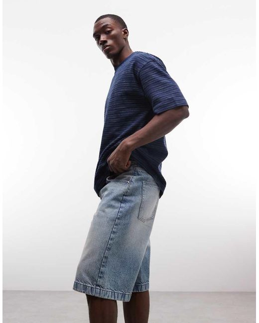 ASOS Blue Loose Denim Jorts for men