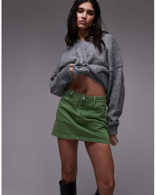 Minifalda Muy Corta Vaquera De TOPSHOP de color Gray