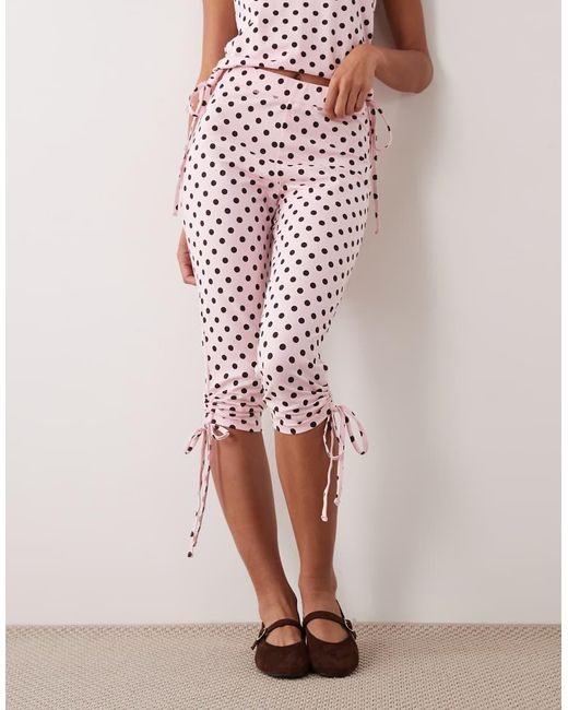 ASOS Pink Polka Dot Tie Side Capris