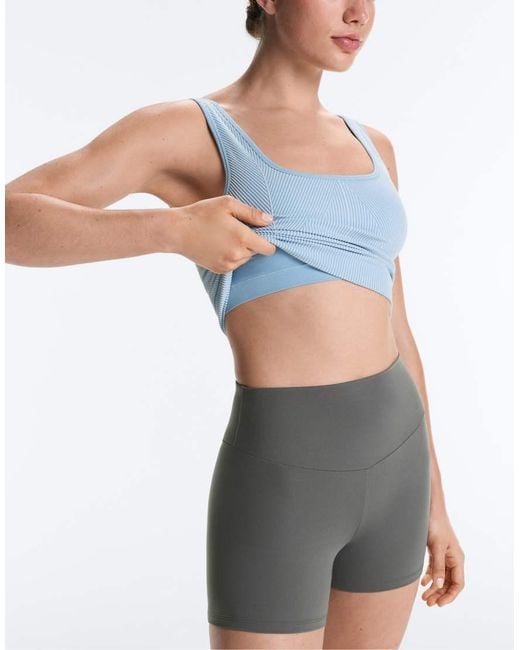 Oysho Blue Seamless Square Neck Tank Top