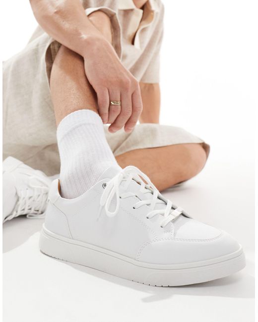 River Island White Mixed Texture Trainer for men