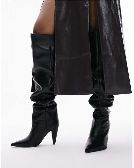 Cone heel thigh high boots discount