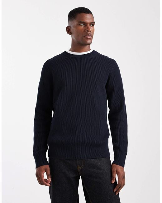 Jack & Jones – gerippter pullover in Blue für Herren
