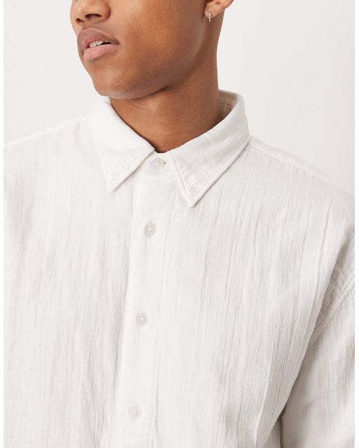 Abercrombie & Fitch – strukturiertes, langärmliges hemd in White für Herren