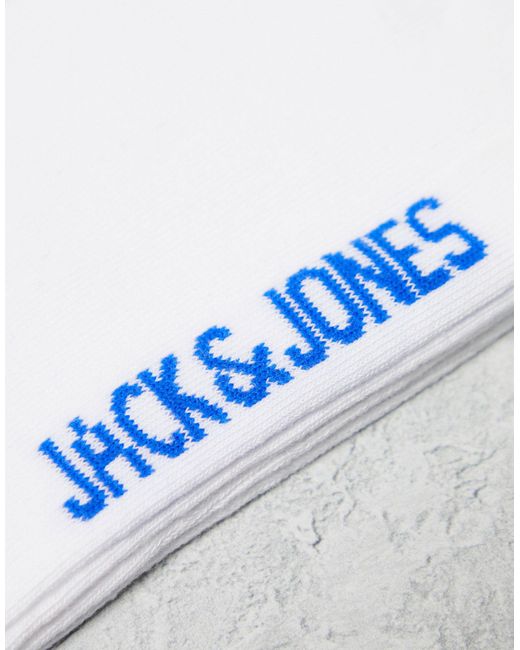 Jack & Jones White 5 Pack Tennis Socks With Contrast Logo for men