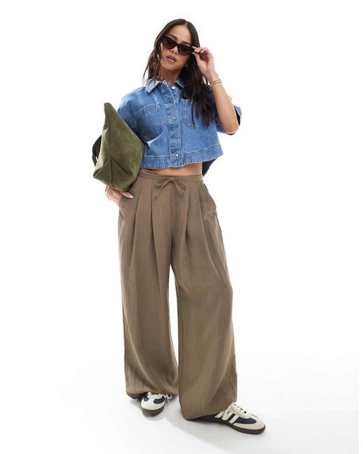 ONLY Recht Cropped Denim Overhemd in het Blue