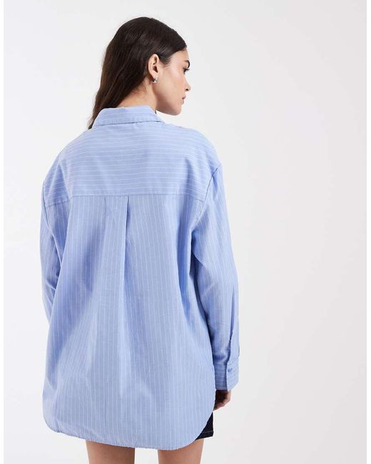 Pieces Blue Oversized Shirt