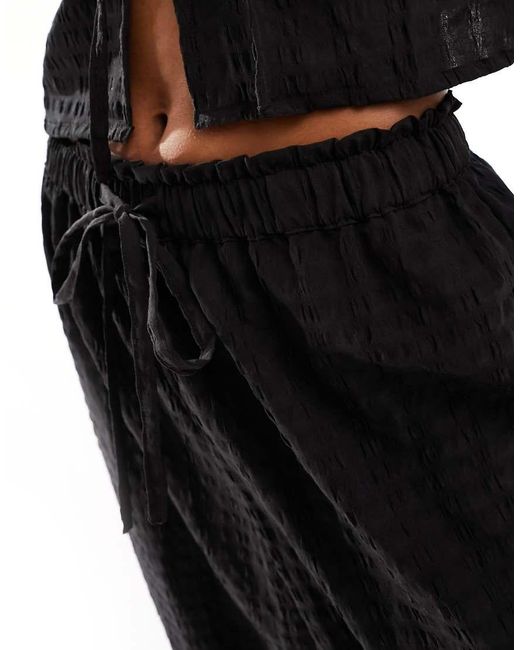 esmé studios Black Esmee Exclusive Beach Textured Wide Leg Trouser Co-ord