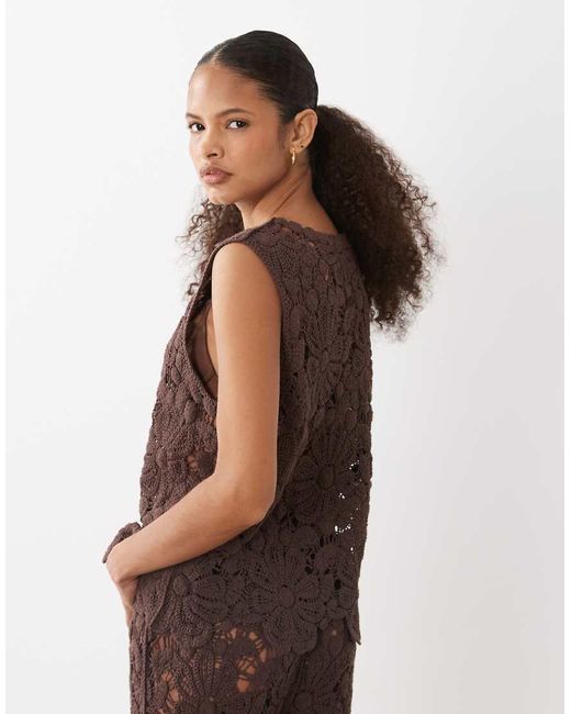 ASOS Brown Crochet Knitted Tank Co-ord