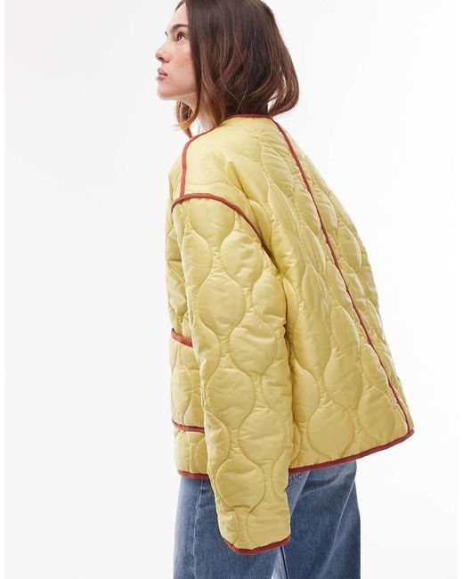 Giacca Foderata Gialla Trapuntata Con Profili A Contrasto di TOPSHOP in White