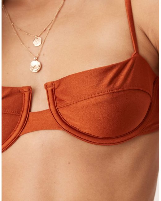 Mango Brown Structured Bikini Top