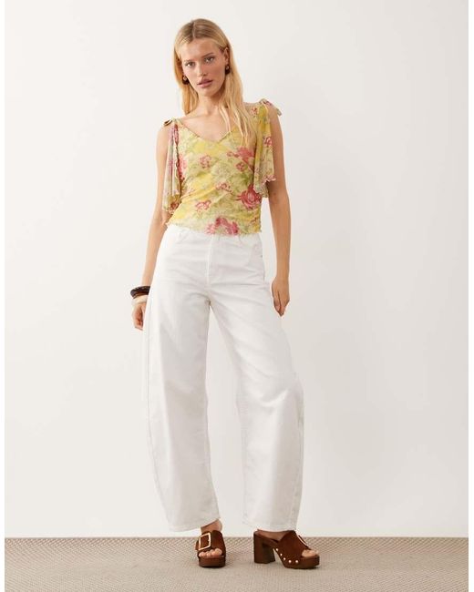 Miss Selfridge Yellow Wrap Top With Slit