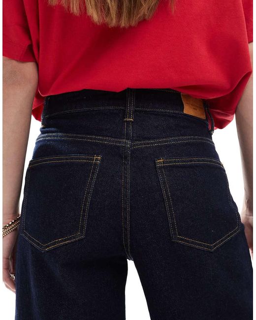 ONLY Blue Cropped Wide Leg Fold Jeans Co-ord