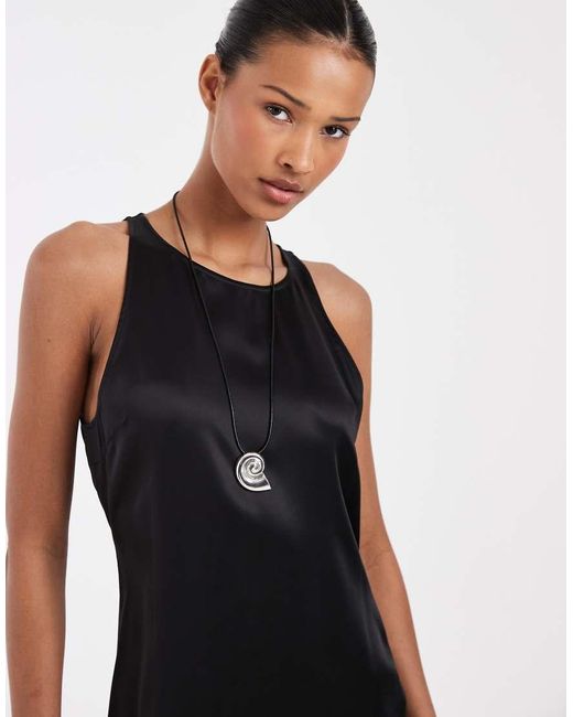 & Other Stories Black Bias Cut Satin Mini Dress