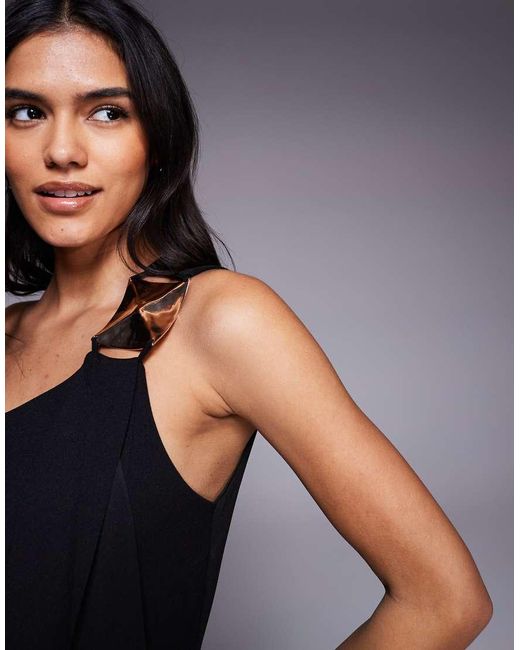 ASOS Blue Cut Out One Shoulder Maxi Dress With Hammered Trim