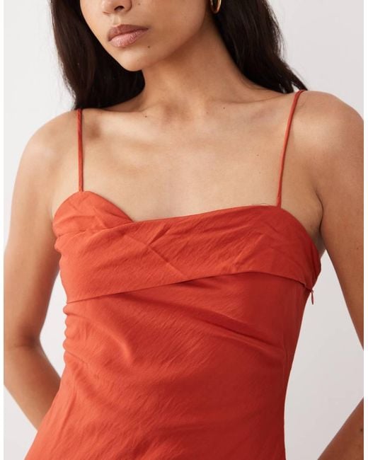Mango Red Sleeveless Wrap Detail Midi Dress With Open Back Detail