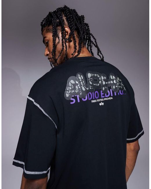 Alpha Industries T-Shirt Met Bolle Logoprint Op De Achterkant in het Blue voor heren