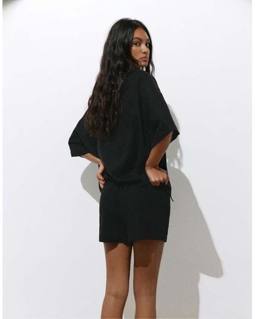 Pull&Bear Black Linen Blend Shorts