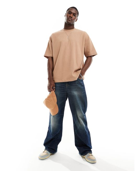 ASOS Blue Oversized Fit Textured T-shirt for men