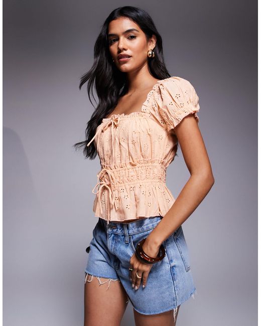 River Island Blue – gesmoktes oberteil