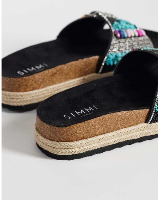 SIMMI Black Simmi London Mandy Single Buckle Sandals With Beads