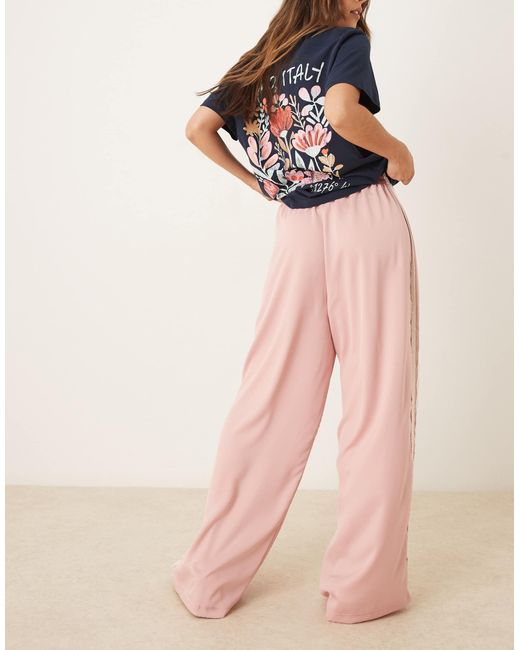 Adidas Originals Pink Satin Wide Leg joggers