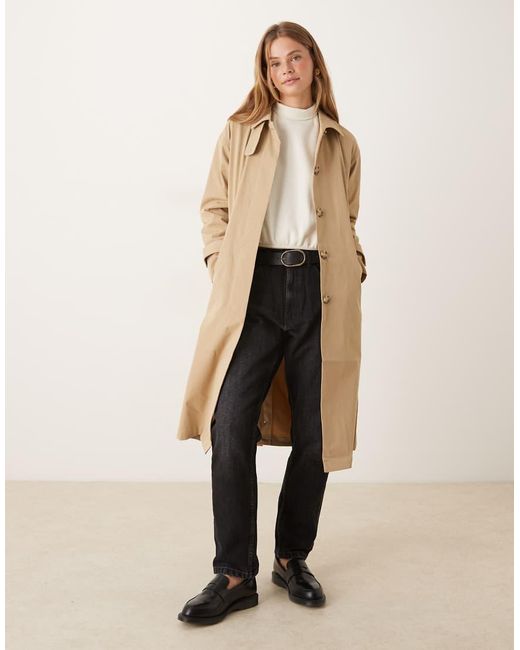 Vila Natural Neck Detail Trench Coat