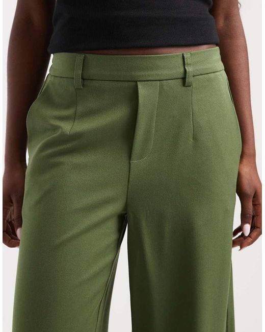 Object Green Wide Leg Tailored Trousers Bronze