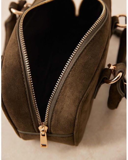 ASOS Green Faux Suede Mini Bowler Bag With Detachable Cross Body Strap