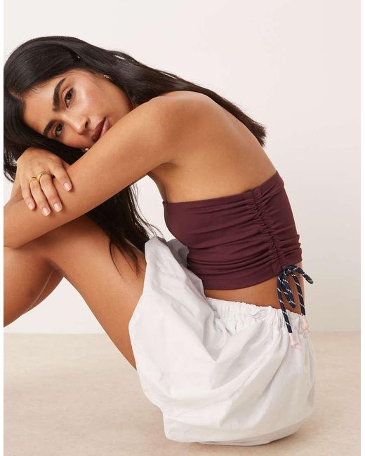 ASOS Brown Bandeau Drawstring With Sporty Drawcords