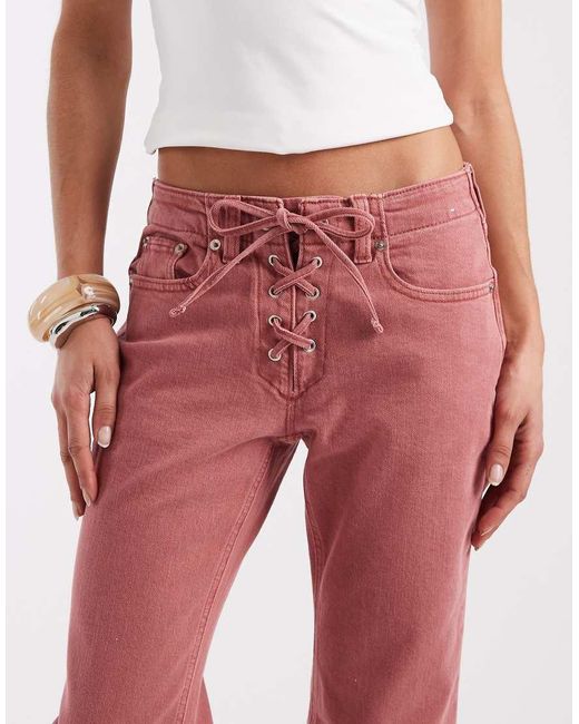 Gap Red 90's Lace Up Straight Leg Jeans