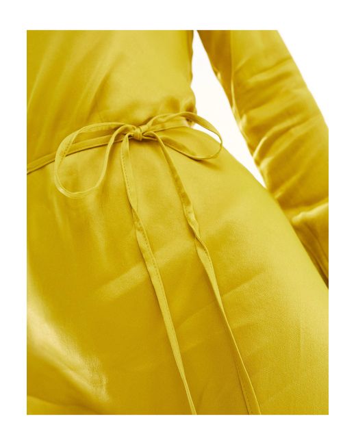 River island - robe mi-longue à manches longues et surpiqûres River Island en coloris Yellow