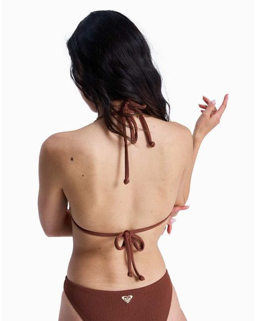 Roxy Brown Sunshine Tiki Triangle Bikini Top