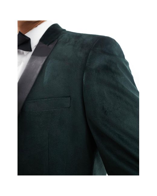 ASOS Black Skinny Velvet Tuxedo Suit Jacket for men