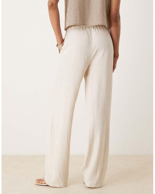 ASOS Natural Asos Design Tall Linen Look Pull On Trousers