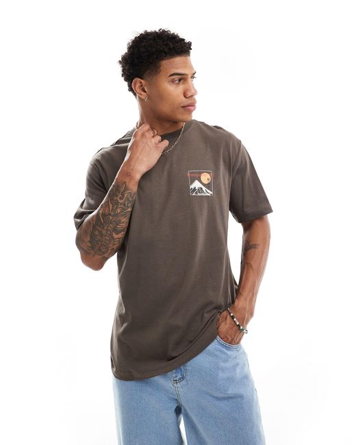 Camiseta marrón extragrande con estampado "tranquility" en la espalda Only & Sons de hombre de color Gray