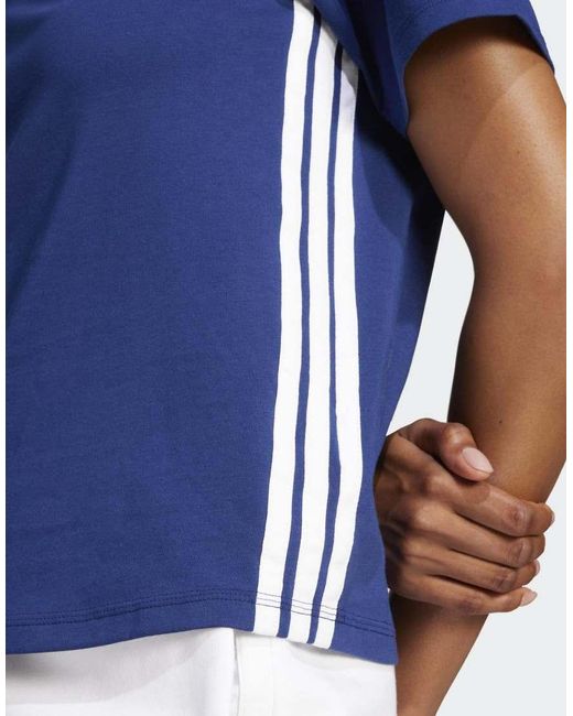 Adidas Originals Blue Essentials 3-Stripes Cotton Tee