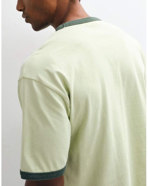 ASOS Green Boxy Relaxed Ringer T Shirt for men