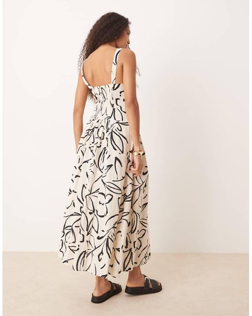 ASOS Midi Jurk Met Vierkante Hals En Verlaagde Taille in het Natural
