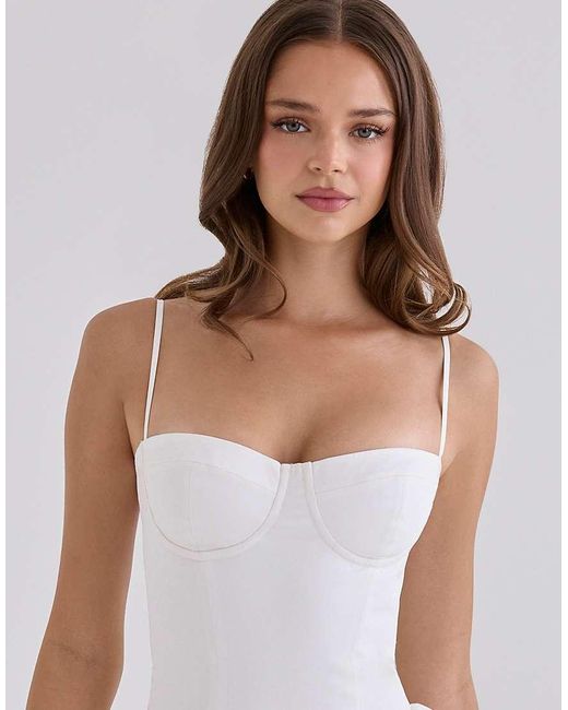 House Of Cb White Samaria Cotton Corset Mini Dress