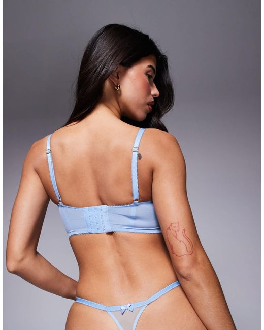 Boux Avenue Blue Beau Longline Bra With All Over Embroidery