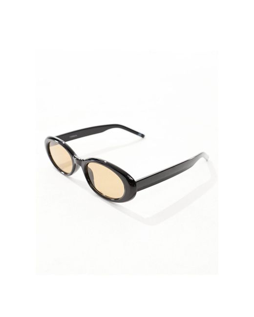ASOS Black Bevel Oval Sunglasses