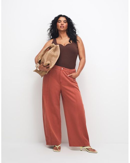 ASOS Brown Asos Design Curve Compact Cotton Vest With Curved Neckline