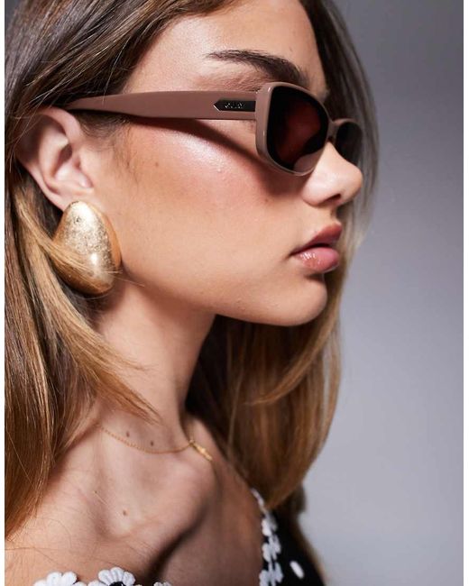 Quay Brown Quay Vibe Check Rectangle Sunglasses