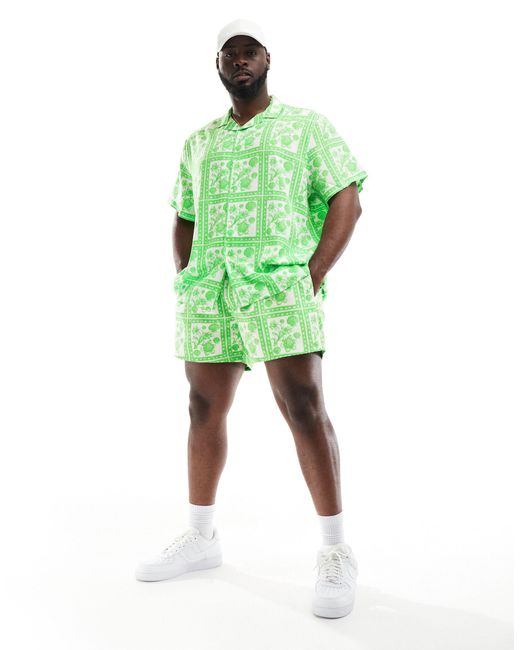 ASOS Green Co-ord Relaxed Revere Shirt for men