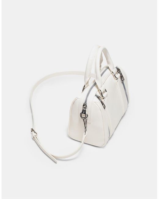 Stradivarius Natural Crossbody Bag With Zip Details